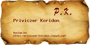 Priviczer Koridon névjegykártya